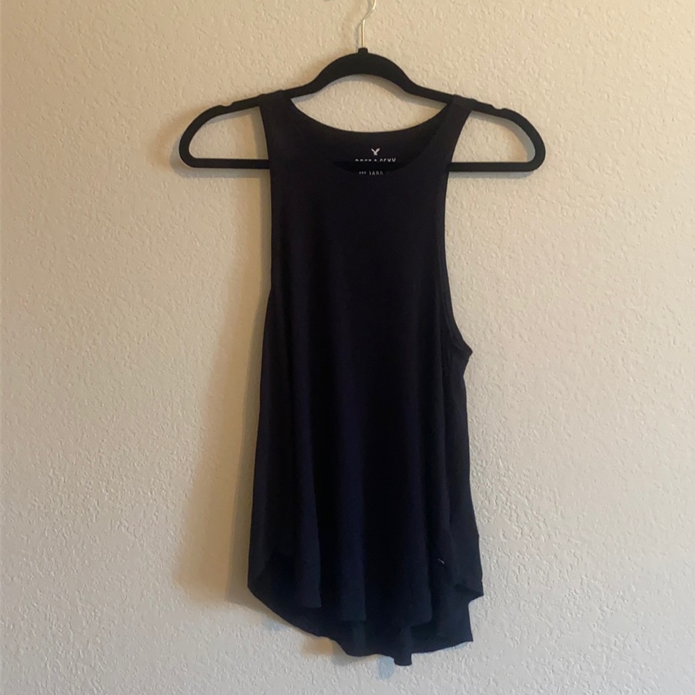 Black American Eagle High Neck Tank Top